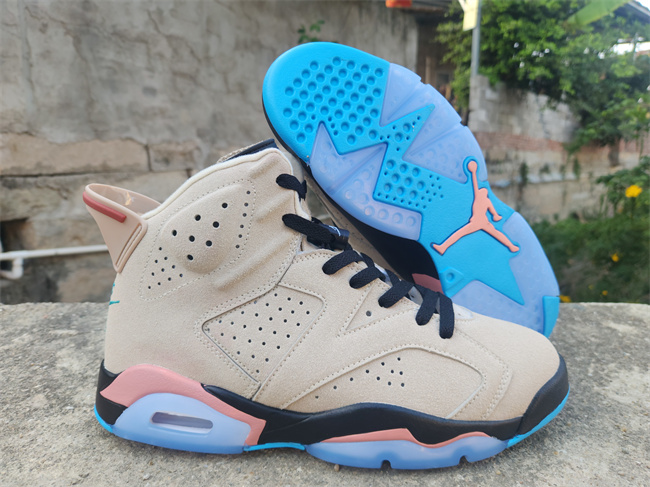 Men's Running Weapon Air Jordan 6 Bone/Blue Shoes 087